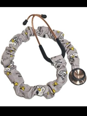 Handmade Snoopy Peanuts Stethoscope Sleeve - Gray Cotton Accessory